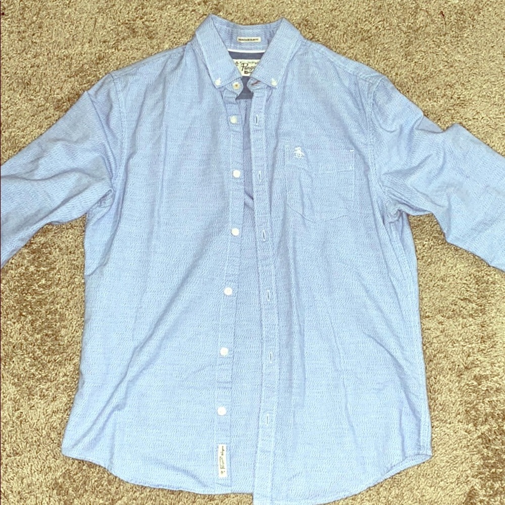Mens Slim Fit Penguin Button Down